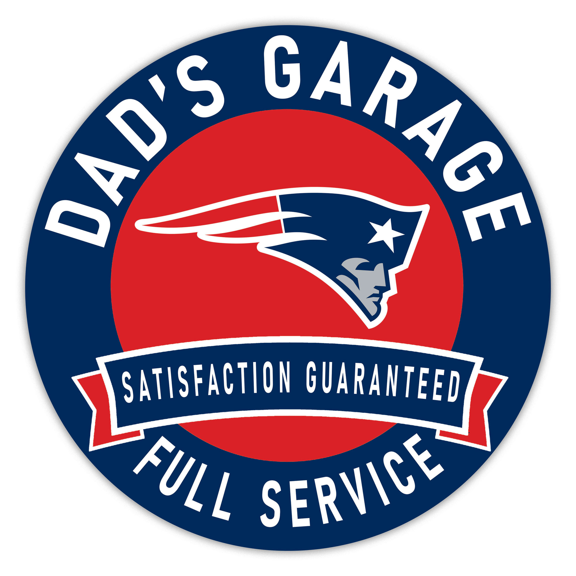 New England Patriots 16" Dad's Garage Wood Sign