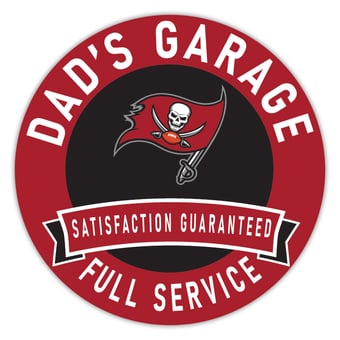 Tampa Bay Buccaneers 16" Dad's Garage Wood Sign