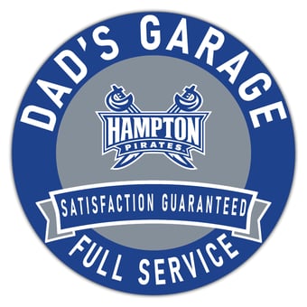 Hampton Pirates 16" x 16" Dad's Garage Wood Sign