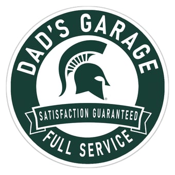 Michigan State Spartans 16" Dad's Garage Wood Sign