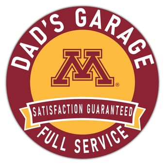 Minnesota Golden Gophers 16" x 16" Dad's Garage Wood Sign
