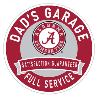 Alabama Crimson Tide 16" Dad's Garage Wood Sign