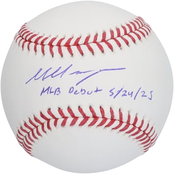 Marcelo Mayer Boston Red Sox Autographed Baseball with "MLB Debut 5/24/25" Inscription