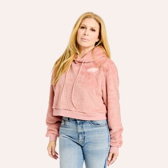 Women's by Jill Martin Pink Philadelphia Eagles Tonal Sherpa Cropped Hoodie