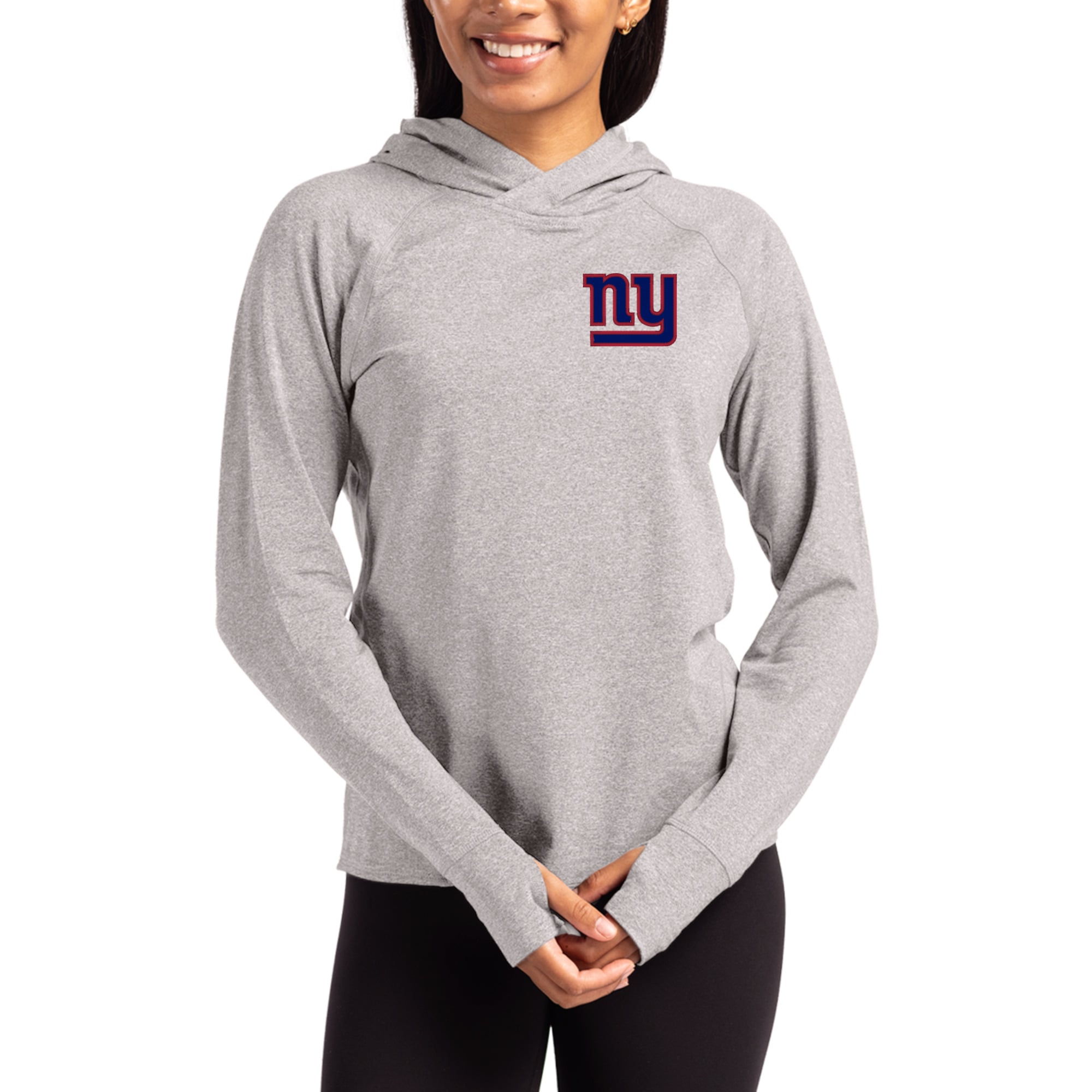Women’s Cutter & Buck Heather Gray New York Giants Primary Logo Adapt Knit Recycled Raglan Pullover Hoodie Women’s Cutter & Buck Heather Gray New York Giants Primary Logo Adapt Knit Recycled Raglan Pullover Hoodie