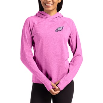 Women's Cutter & Buck Pink Philadelphia Eagles Tonal Logo Adapt Knit Recycled Raglan Pullover Hoodie