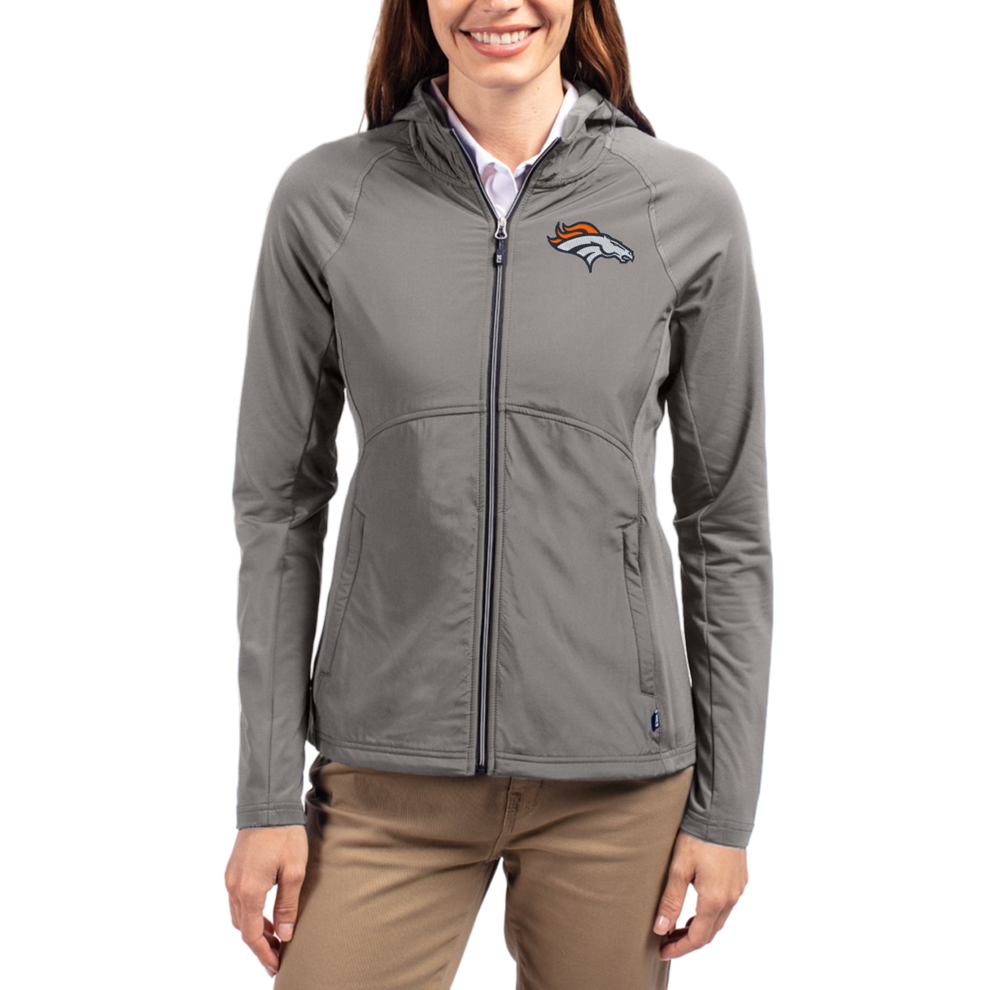 Women’s Cutter & Buck Gray Denver Broncos Adapt Eco Knit Hybrid Recycled Raglan Full-Zip Hoodie Jacket Women’s Cutter & Buck Gray Denver Broncos Adapt Eco Knit Hybrid Recycled Raglan Full-Zip Hoodie Jacket