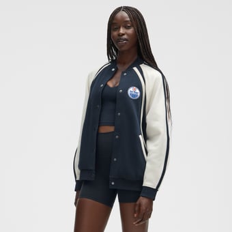 Women's lululemon True Navy Edmonton Oilers Scuba Oversized Full-Snap Varsity Jacket