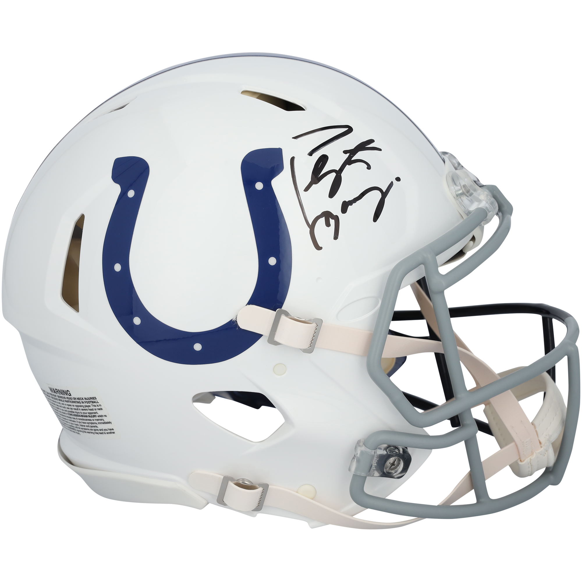 Peyton Manning Indianapolis Colts & Denver Broncos Autographed Riddell Split Speed Authentic Helmet  - Signature on Colts Side