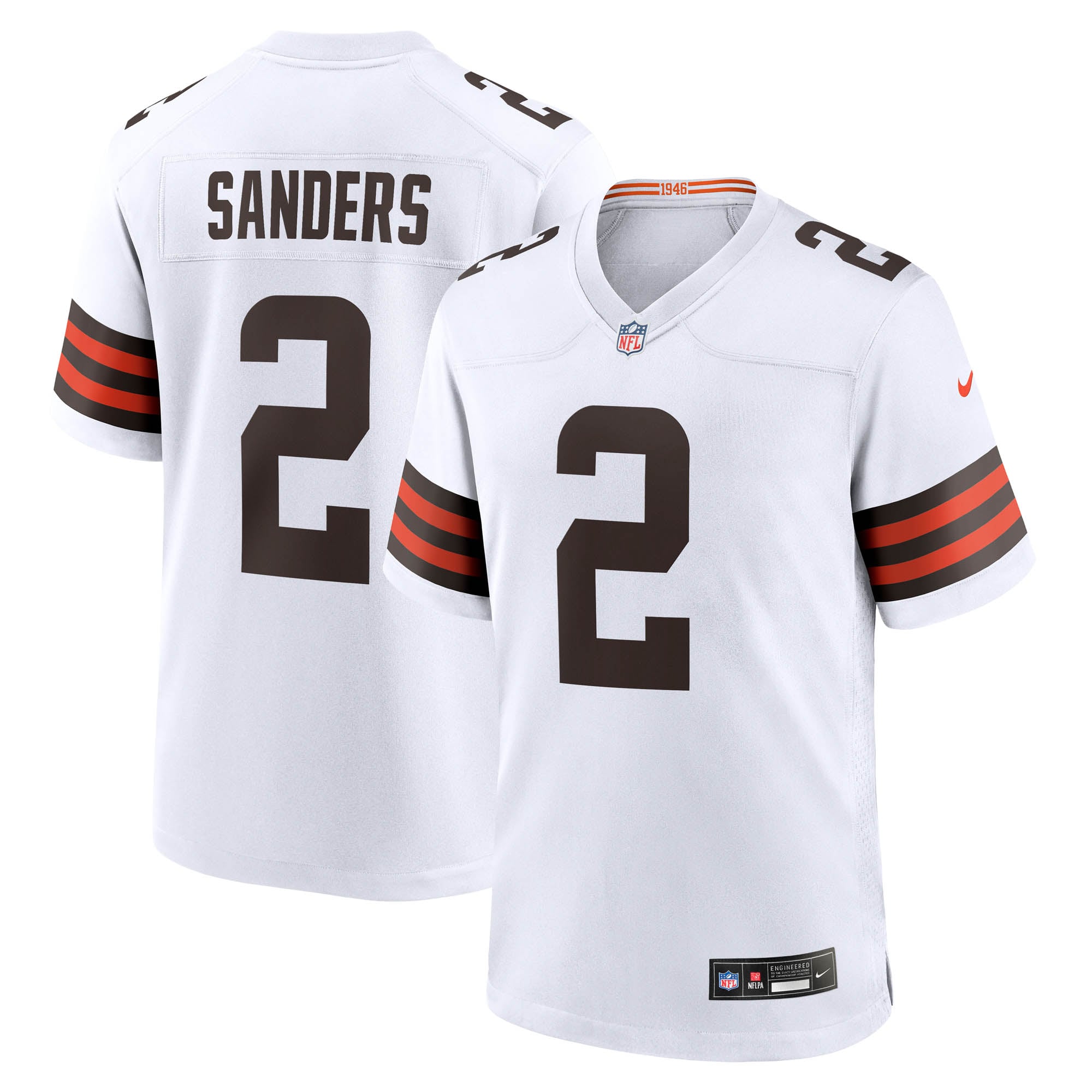 Cleveland Browns Nike Game Road Jersey - White - Shedeur Sanders - Mens