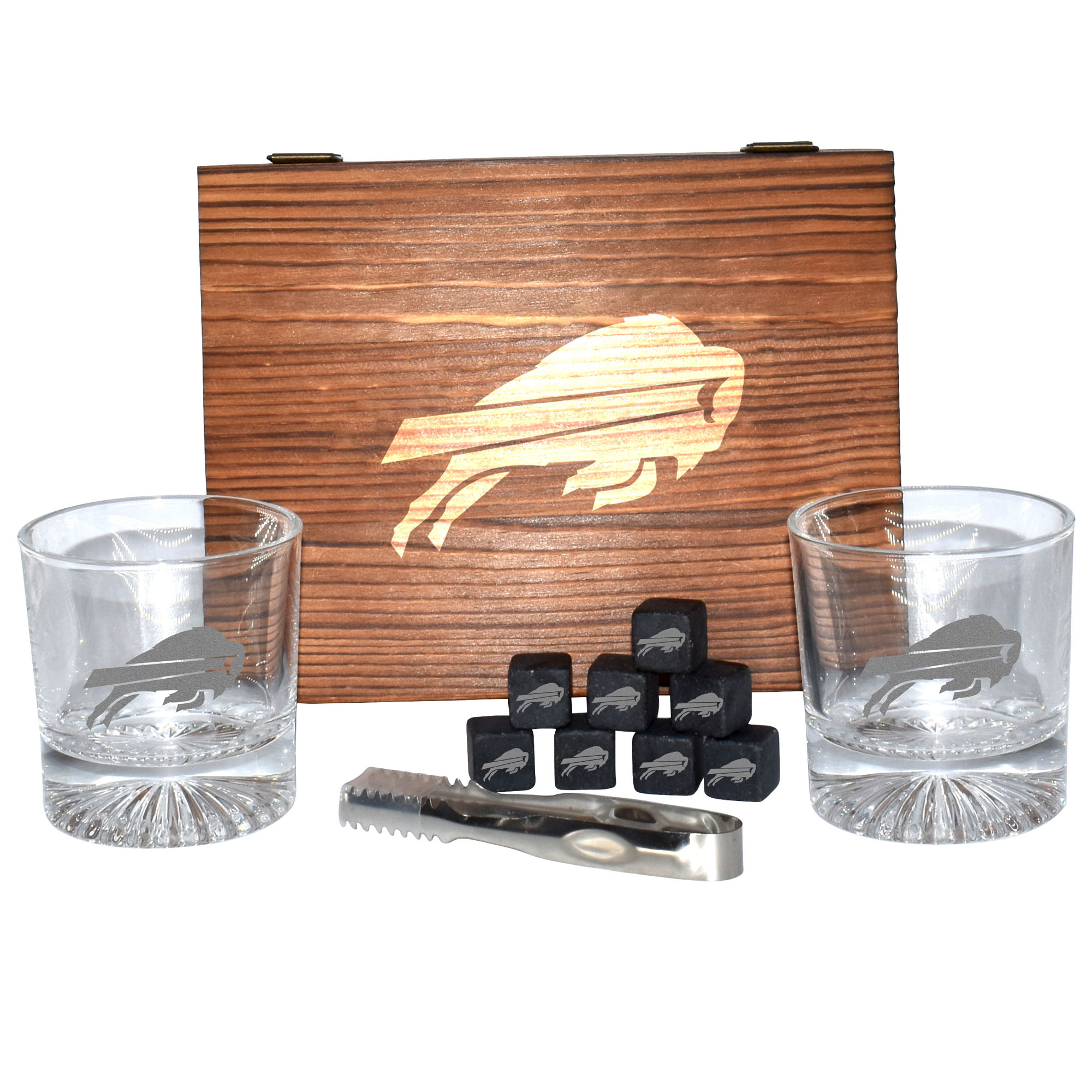 The Memory Company Buffalo Bills 2-Pack Rocks Glass Box Set with Stone Cubes