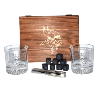 The Memory Company Minnesota Vikings 2-Pack Rocks Glass Box Set with Stone Cubes