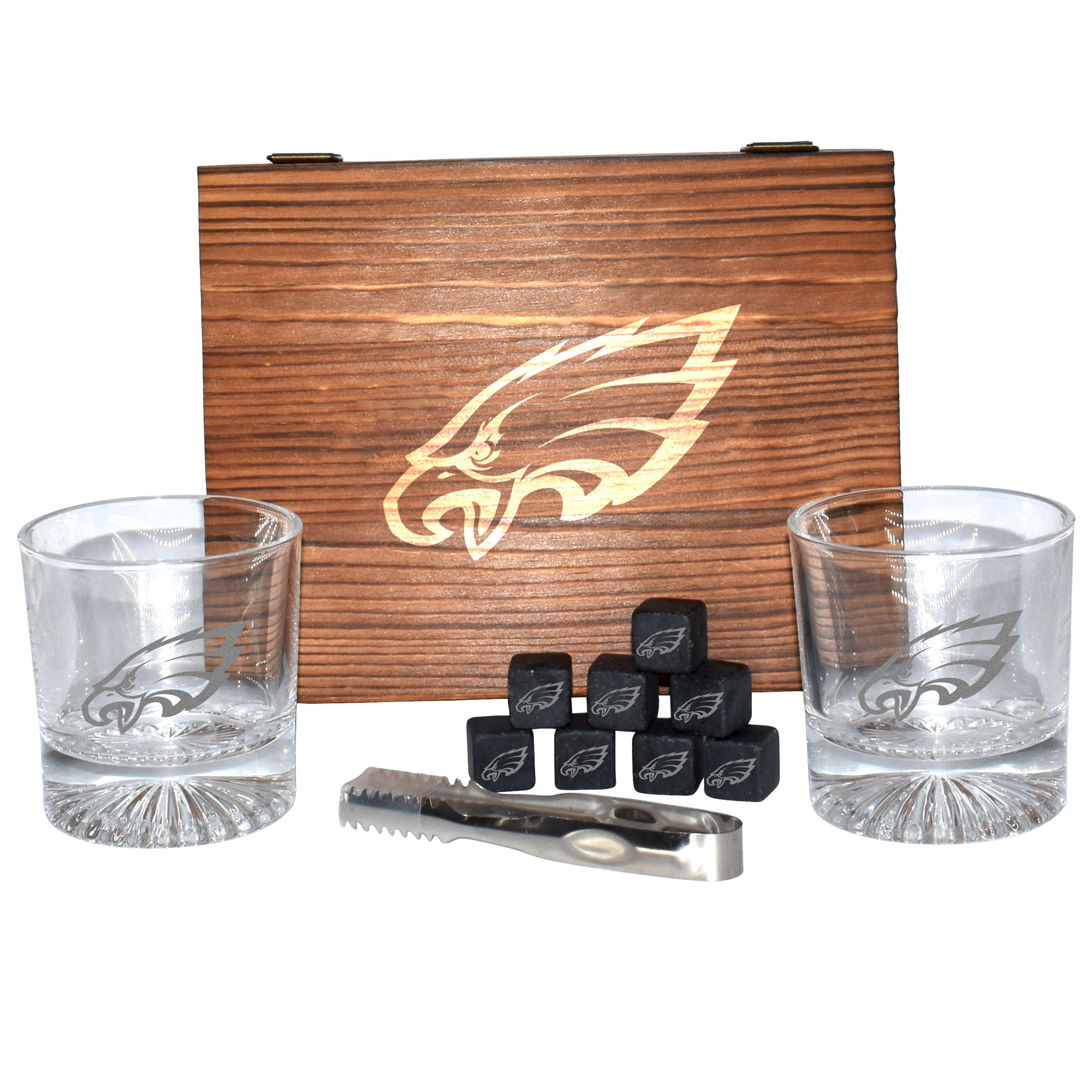 The Memory Company Philadelphia Eagles 2-Pack Rocks Glass Box Set with Stone Cubes