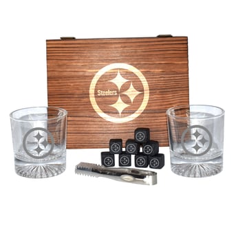 The Memory Company Pittsburgh Steelers 2-Pack Rocks Glass Box Set with Stone Cubes