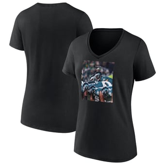 Women's Black Philadelphia Eagles Push On V-Neck T-Shirt
