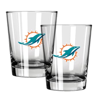 The Memory Company Miami Dolphins 15oz. Two-Pack Rocks Glass Gift Set