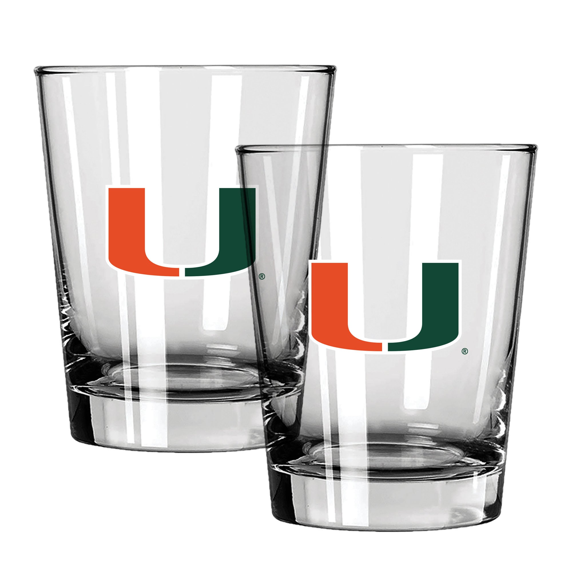 The Memory Company Miami Hurricanes 15oz. Two-Pack Rocks Glass Gift Set