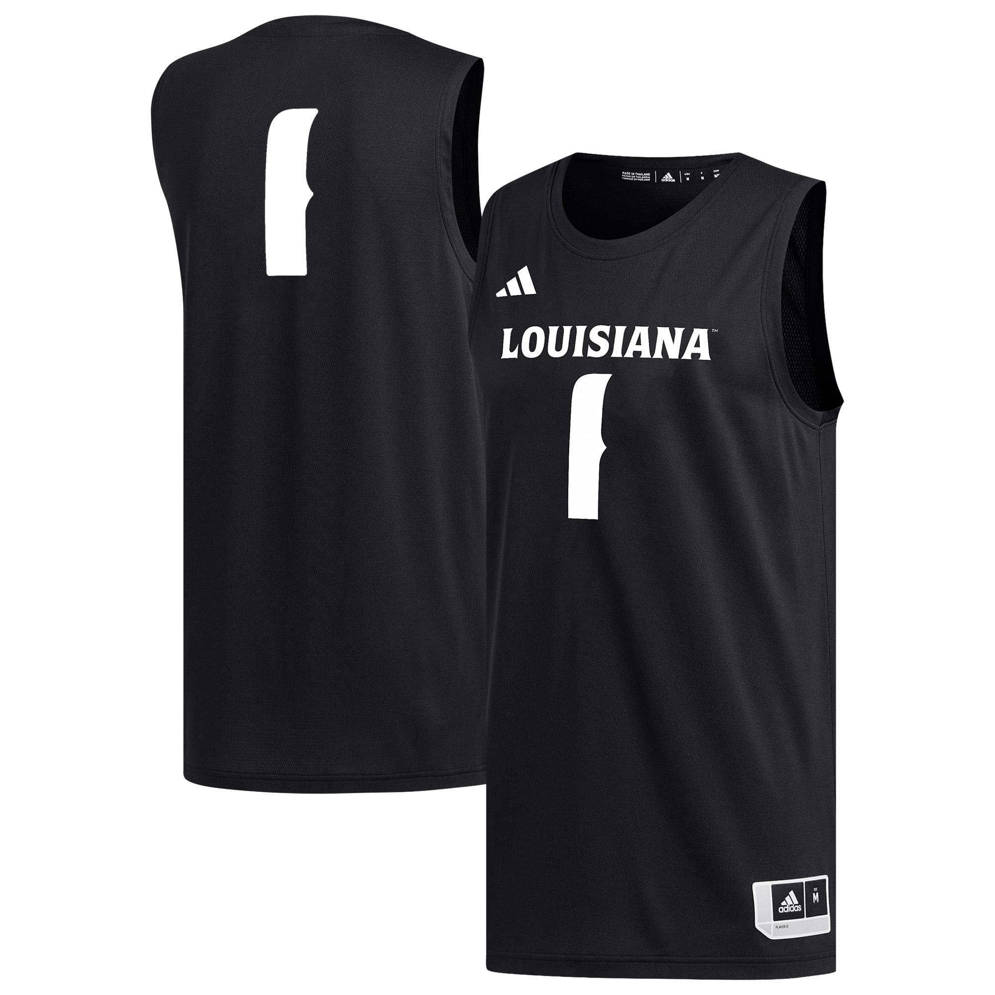 Men's adidas #1 Black Louisiana Ragin' Cajuns Replica Basketball Jersey