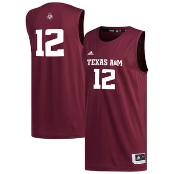 Men's adidas #12 Maroon Texas A&M Aggies Replica Basketball Jersey