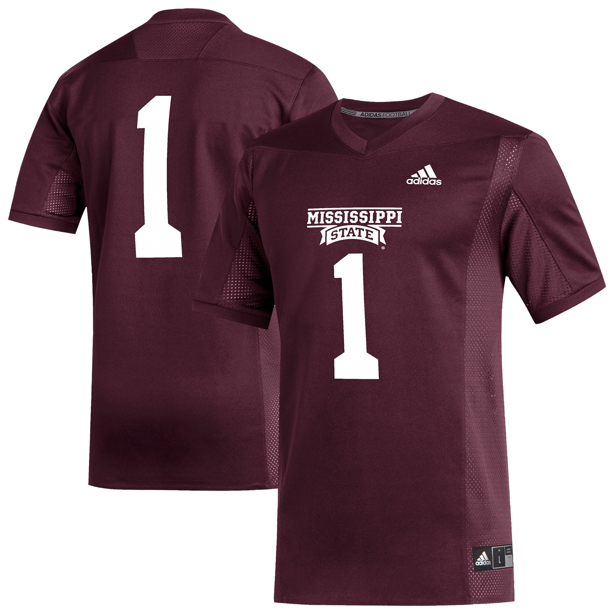 Men's adidas #1 Maroon Mississippi State Bulldogs Replica Football Jersey