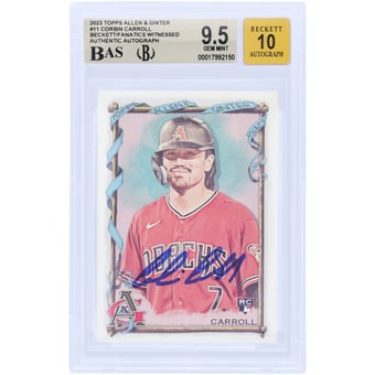 Corbin Carroll Arizona Diamondbacks Autographed 2023 Topps Allen & Ginter #11 Beckett Fanatics Witnessed Authenticated 9.5/10 Rookie Card