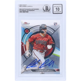 Corbin Carroll Arizona Diamondbacks Autographed 2023 Topps Finest #24 Beckett Fanatics Witnessed Authenticated 10 Rookie Card