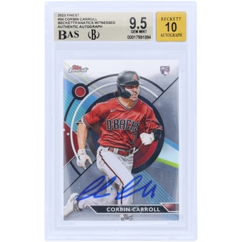 Corbin Carroll Arizona Diamondbacks Autographed 2023 Topps Finest #24 Beckett Fanatics Witnessed Authenticated 9.5/10 Rookie Card