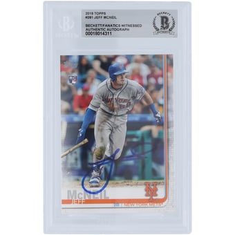 Jeff McNeil New York Mets Autographed 2019 Topps Series 1 #281 Beckett Fanatics Witnessed Authenticated Rookie Card