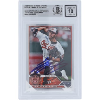 Grayson Rodriguez Baltimore Orioles Autographed 2023 Topps Chrome Update #USC98 Beckett Fanatics Witnessed Authenticated 10 Rookie Card