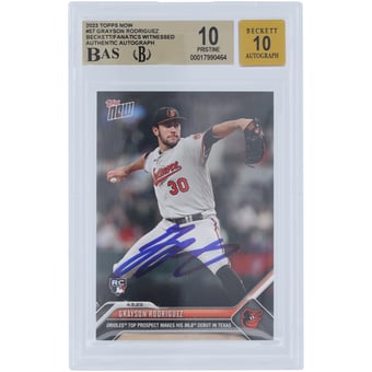 Grayson Rodriguez Baltimore Orioles Autographed 2023 Topps Now MLB Debut #57 Beckett Fanatics Witnessed Authenticated 10/10 Rookie Card - 10,10,10,9.5 Subgrades