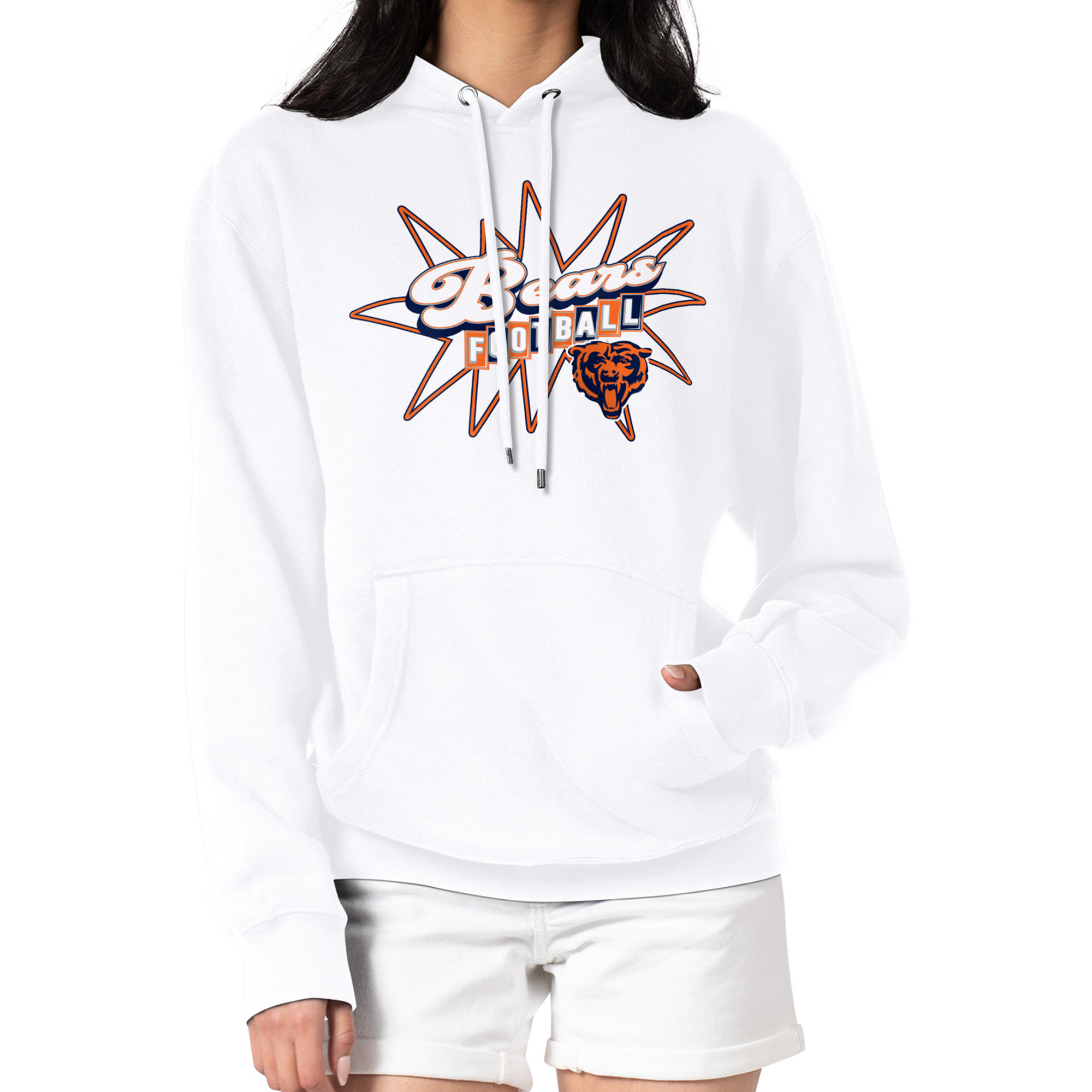 Women's Starter White Chicago Bears Drive-In Sign Pullover Hoodie