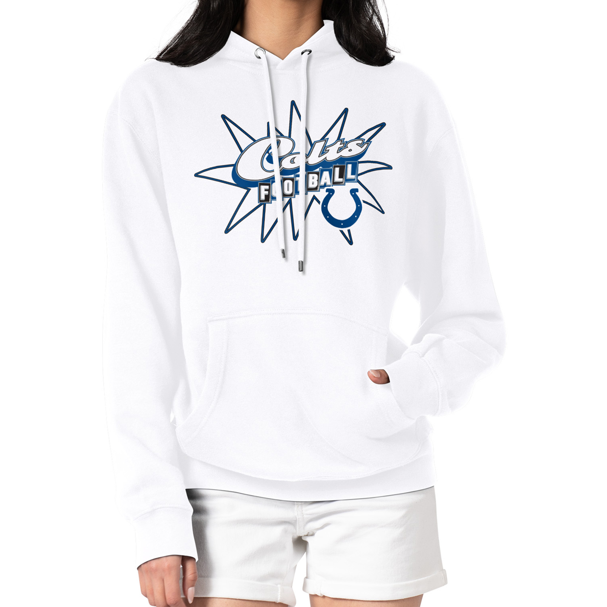 Women's Starter White Indianapolis Colts Drive-In Sign Pullover Hoodie
