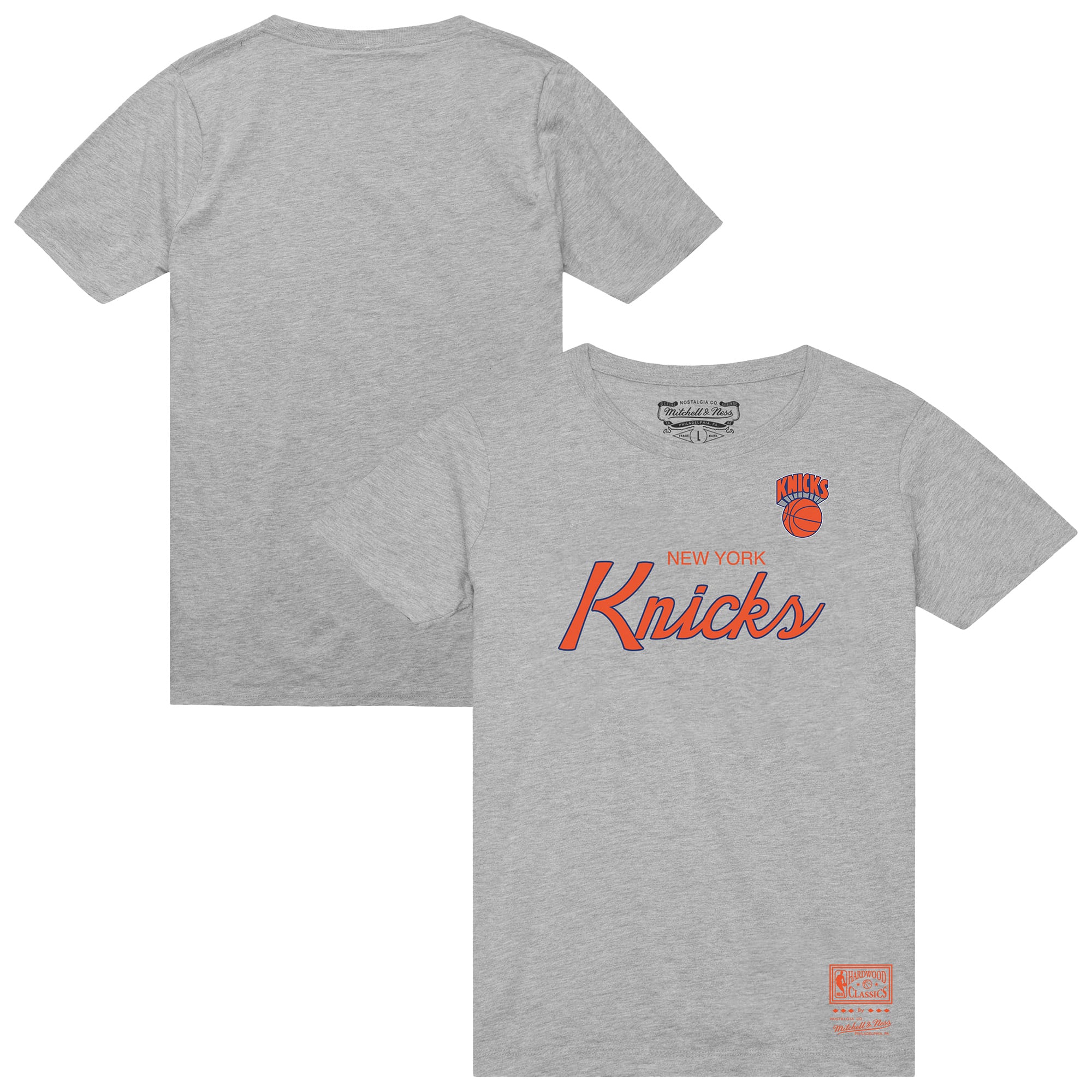 Men's Mitchell & Ness Heather Gray New York Knicks Big & Tall Hardwood Classics Vintage Wordmark T-Shirt