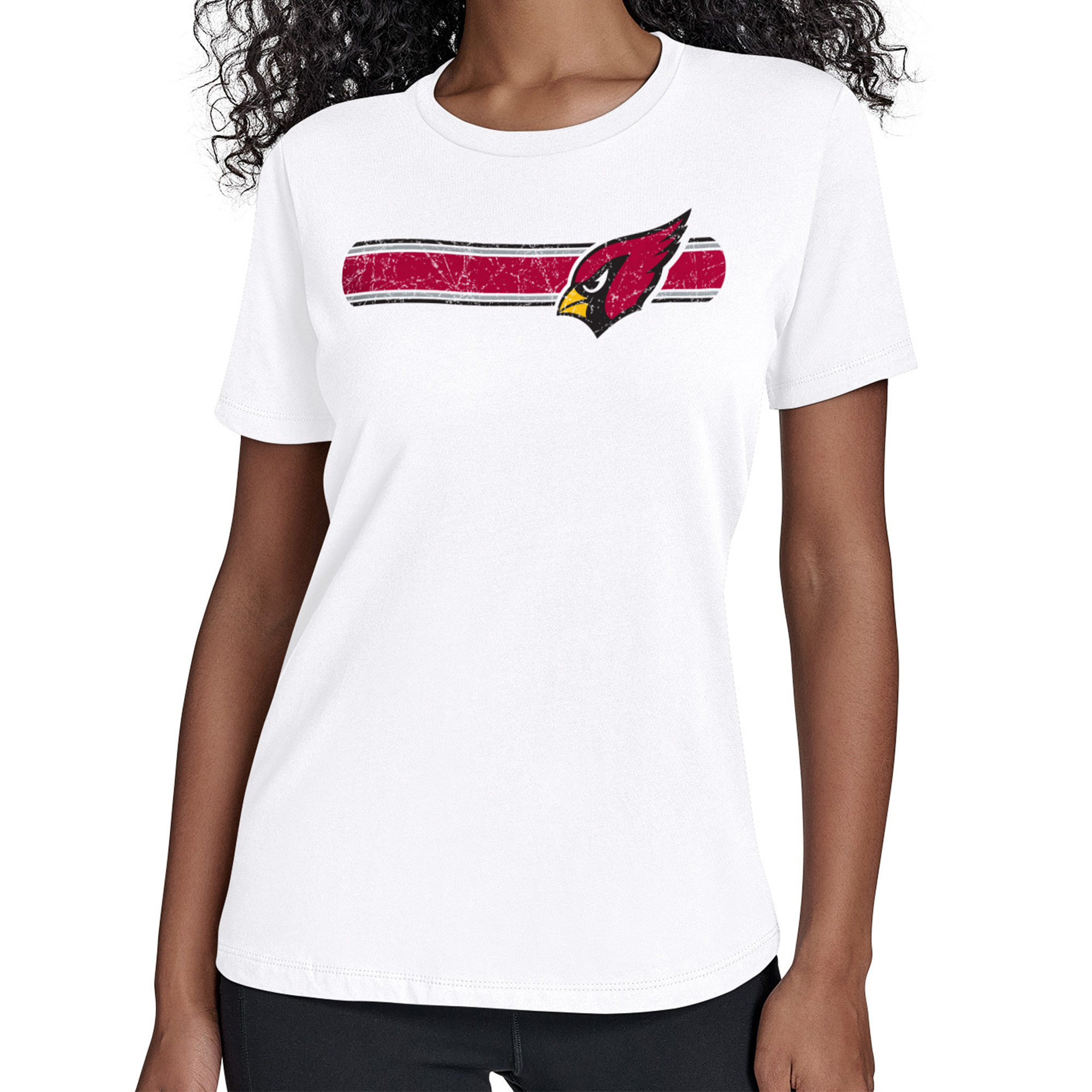 Women's Starter White Arizona Cardinals Team Stripe T-Shirt