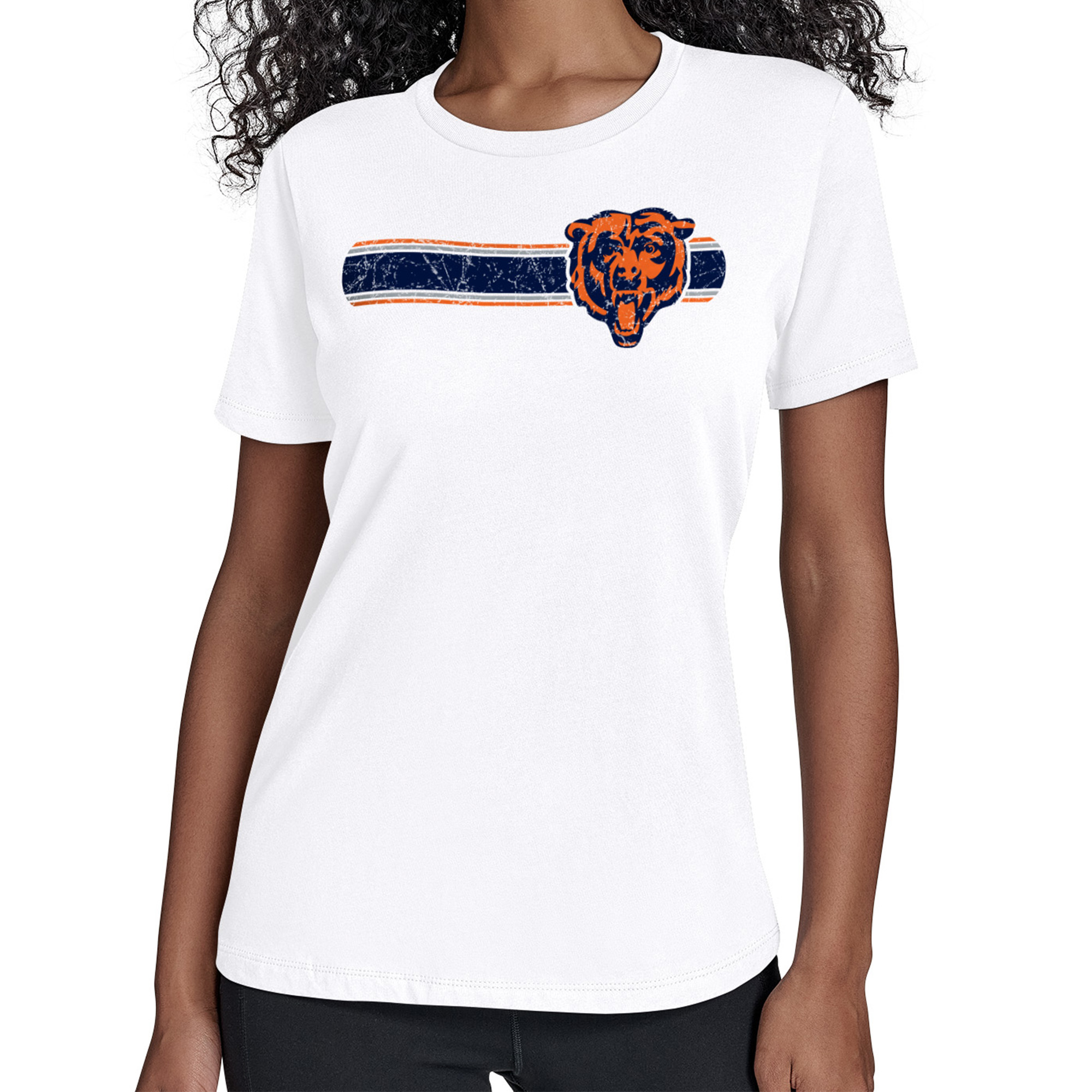 Women's Starter White Chicago Bears Team Stripe T-Shirt