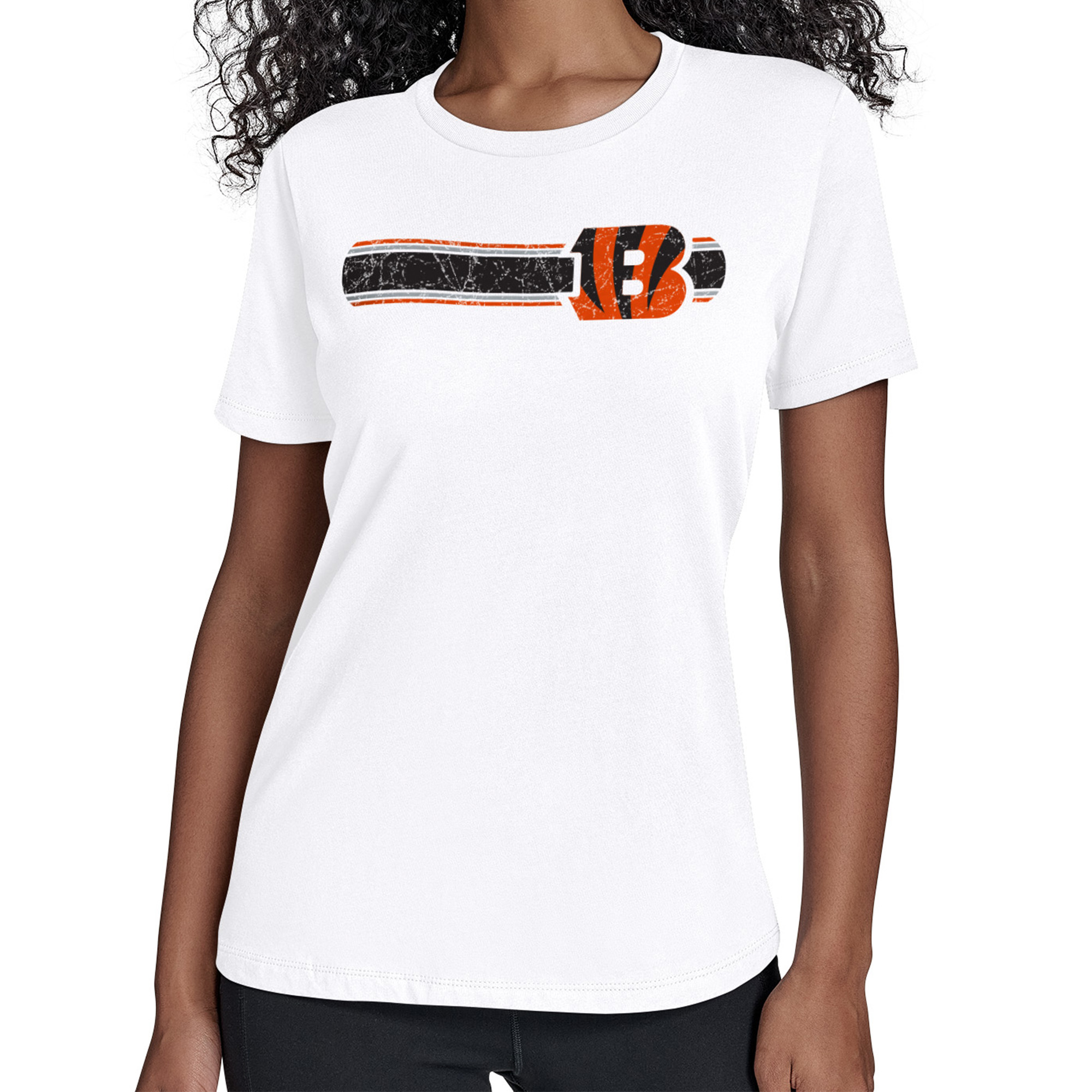 Women's Starter White Cincinnati Bengals Team Stripe T-Shirt - White