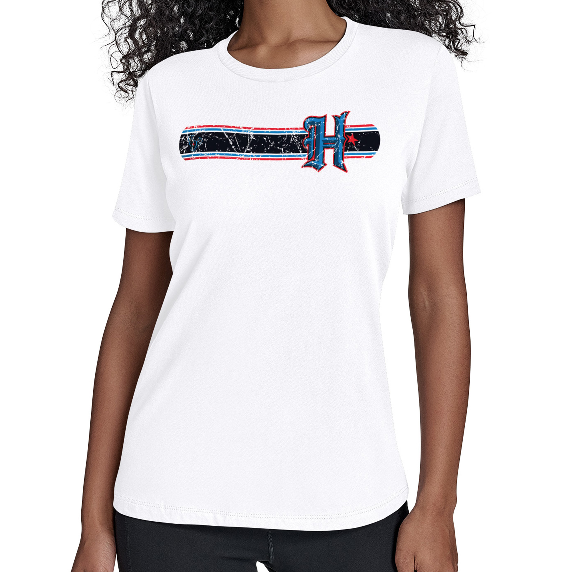 Women's Starter White Houston Texans Team Stripe T-Shirt