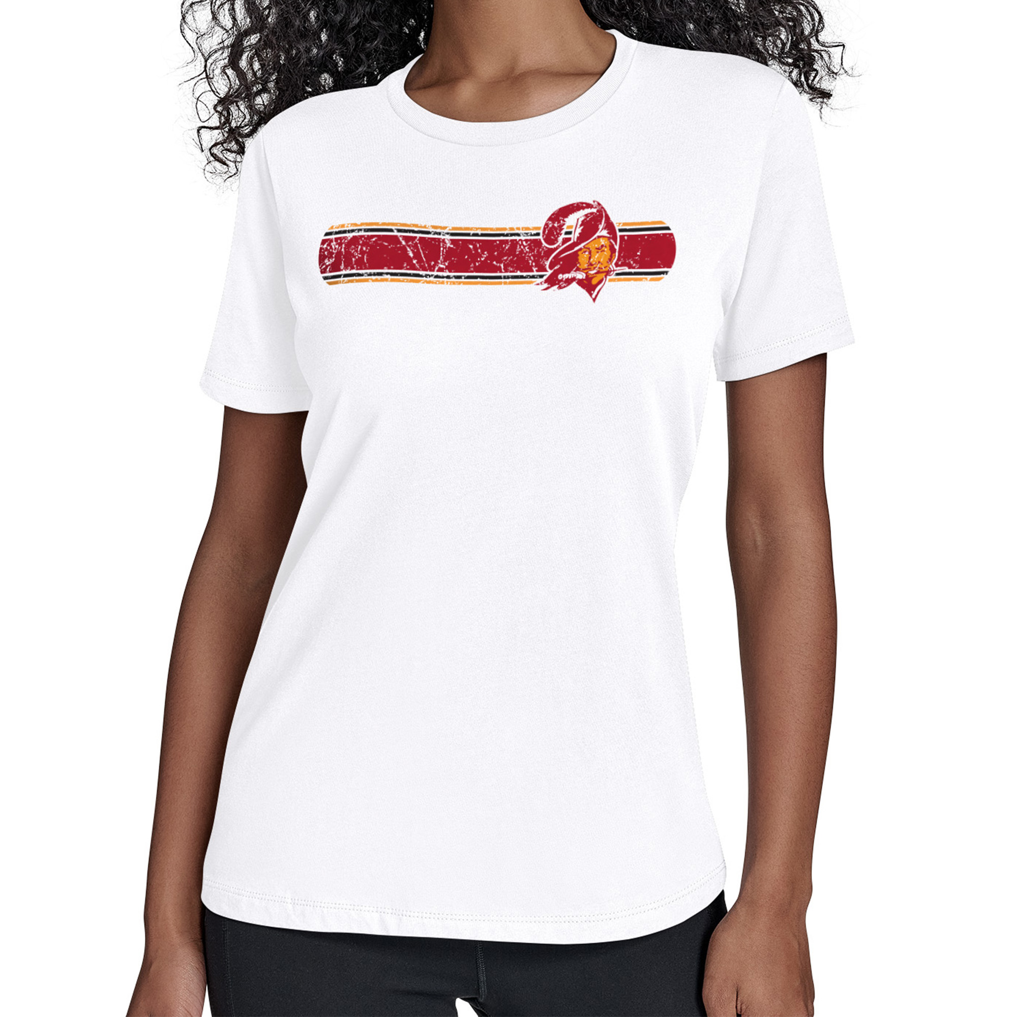 Women's Starter White Tampa Bay Buccaneers Throwback Team Stripe T-Shirt