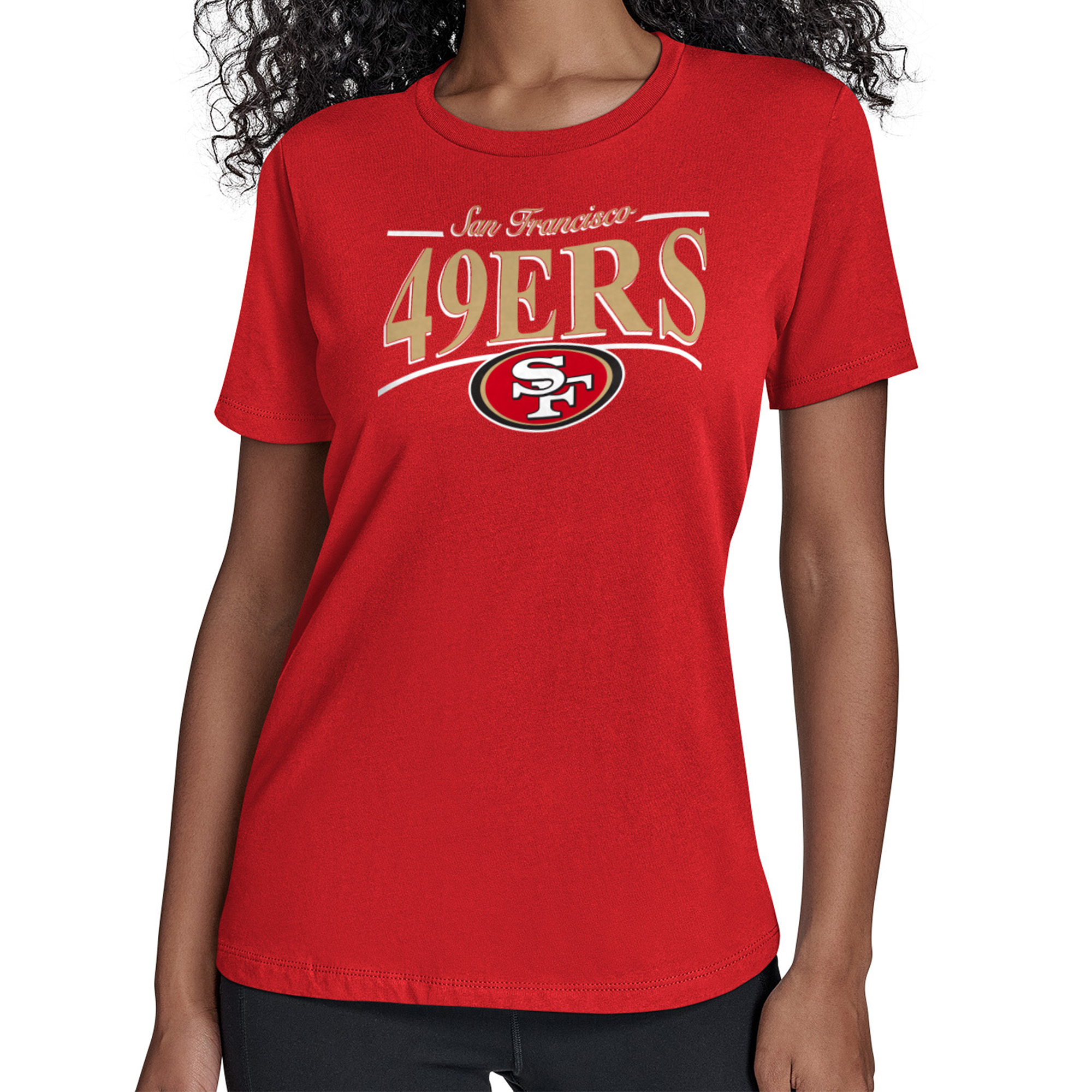 Women’s Starter Scarlet San Francisco 49ers Arch Stripe T-Shirt Women’s Starter Scarlet San Francisco 49ers Arch Stripe T-Shirt