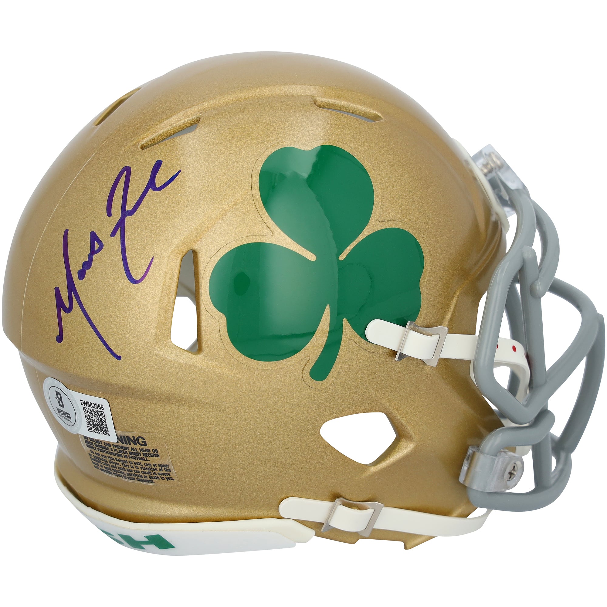 Marcus Freeman Notre Dame Fighting Irish Autographed Riddell Shamrock Speed Mini Helmet