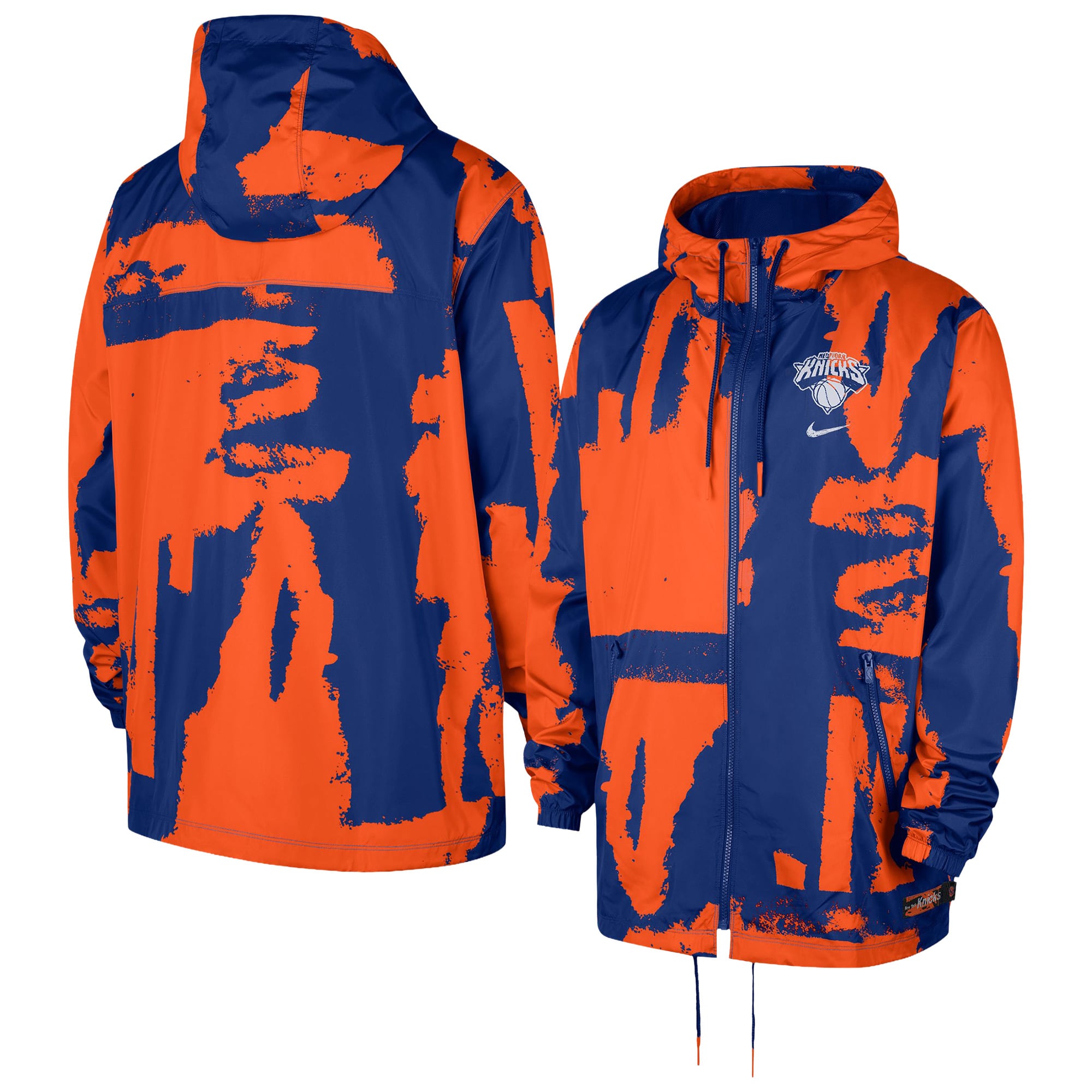 Men's Nike Blue/Orange New York Knicks Courtside Club Premium Woven Full-Zip Hooded Jacket