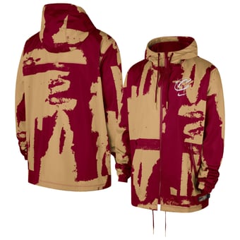 Men's Nike  Wine/Gold Cleveland Cavaliers Courtside Club Premium Woven Full-Zip Hooded Jacket