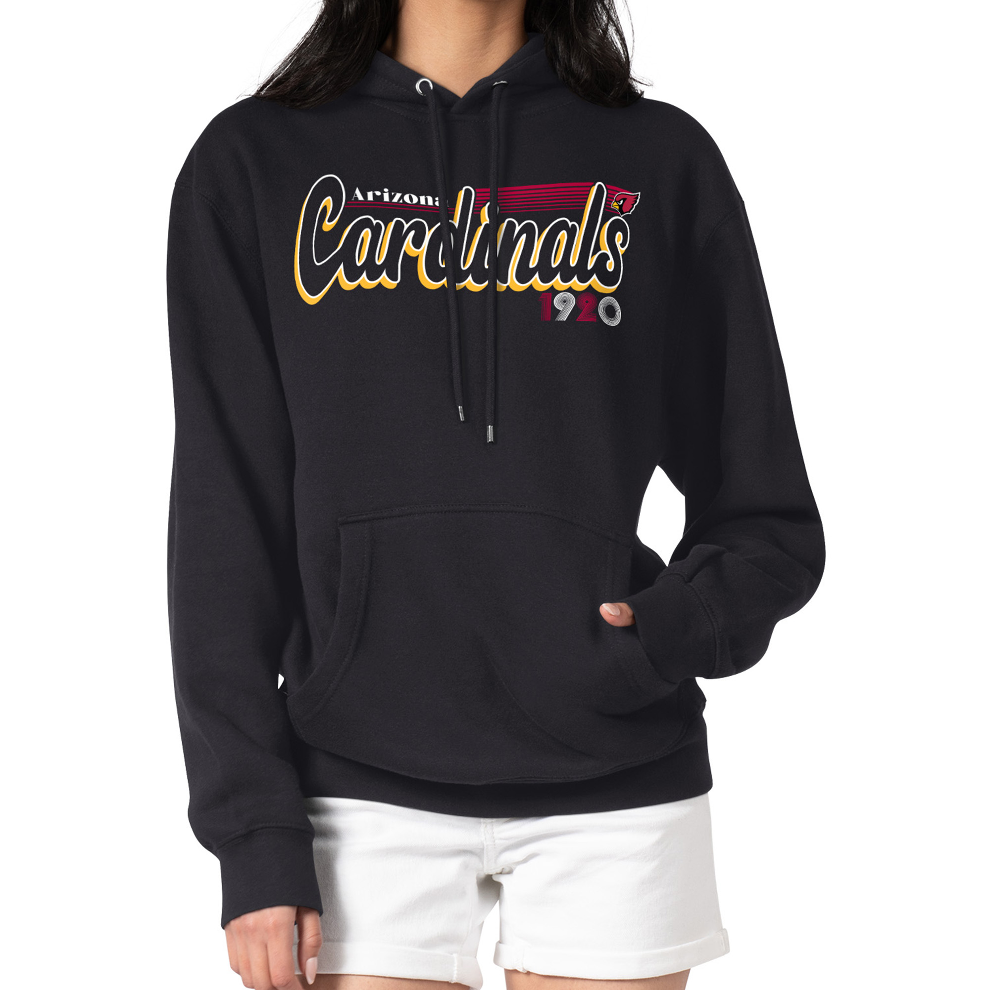 Women's Starter Black Arizona Cardinals Groovy Script Pullover Hoodie