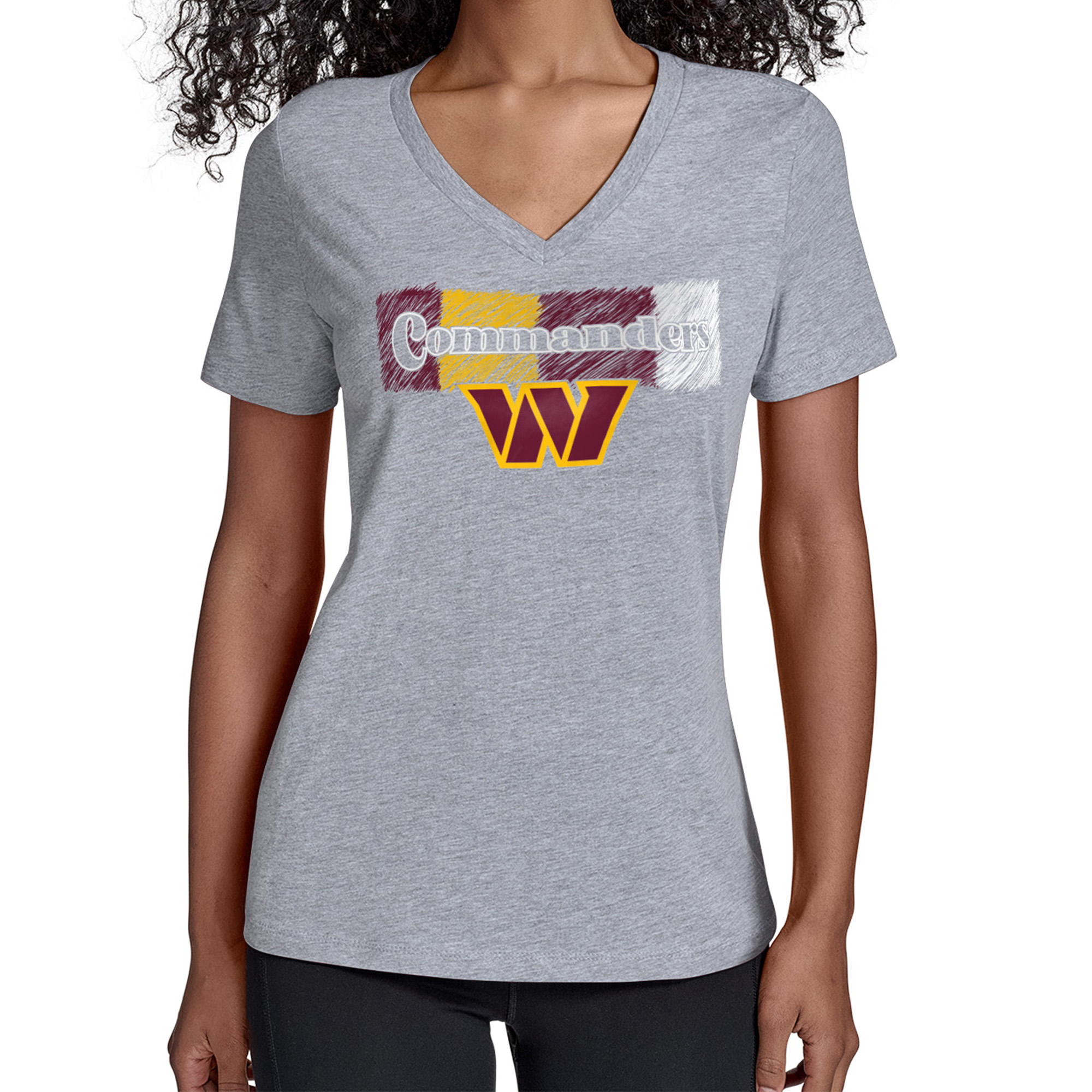 Women's Starter Gray Washington Commanders Color Shading V-Neck T-Shirt