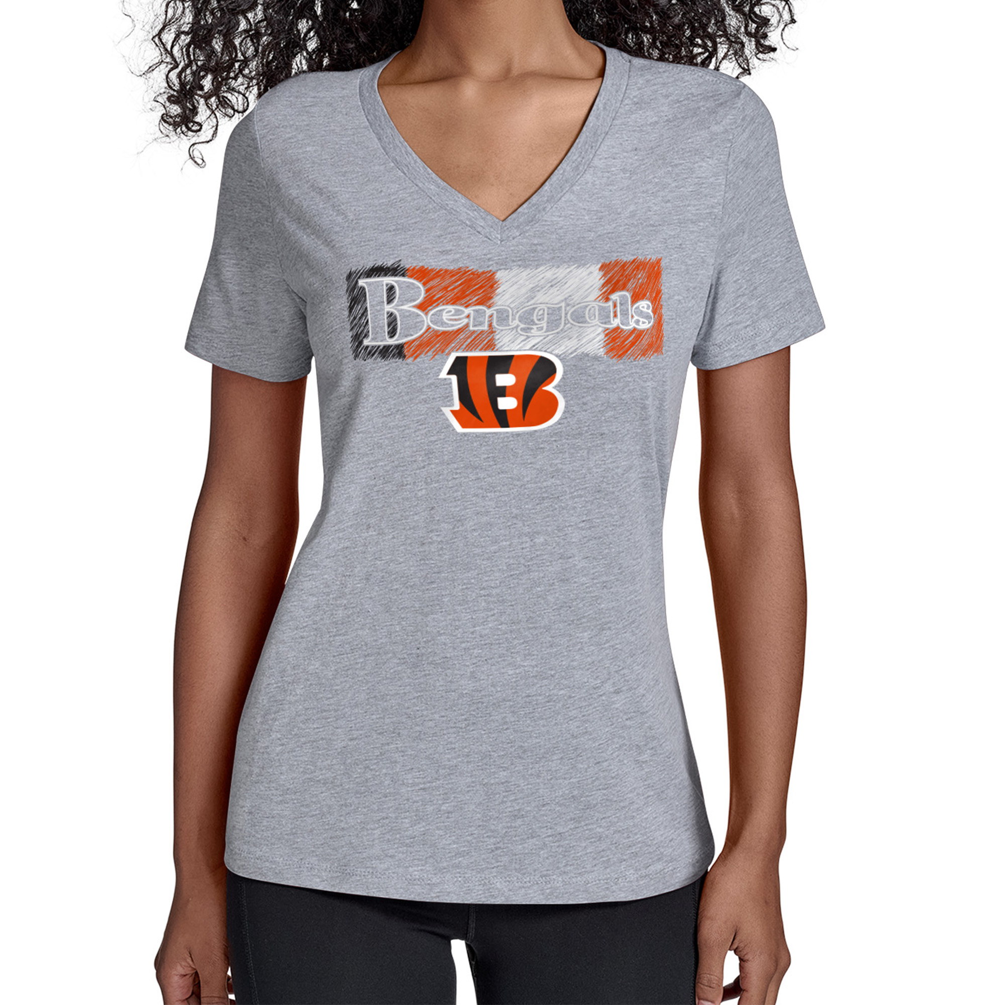 Women's Starter Gray Cincinnati Bengals Color Shading V-Neck T-Shirt