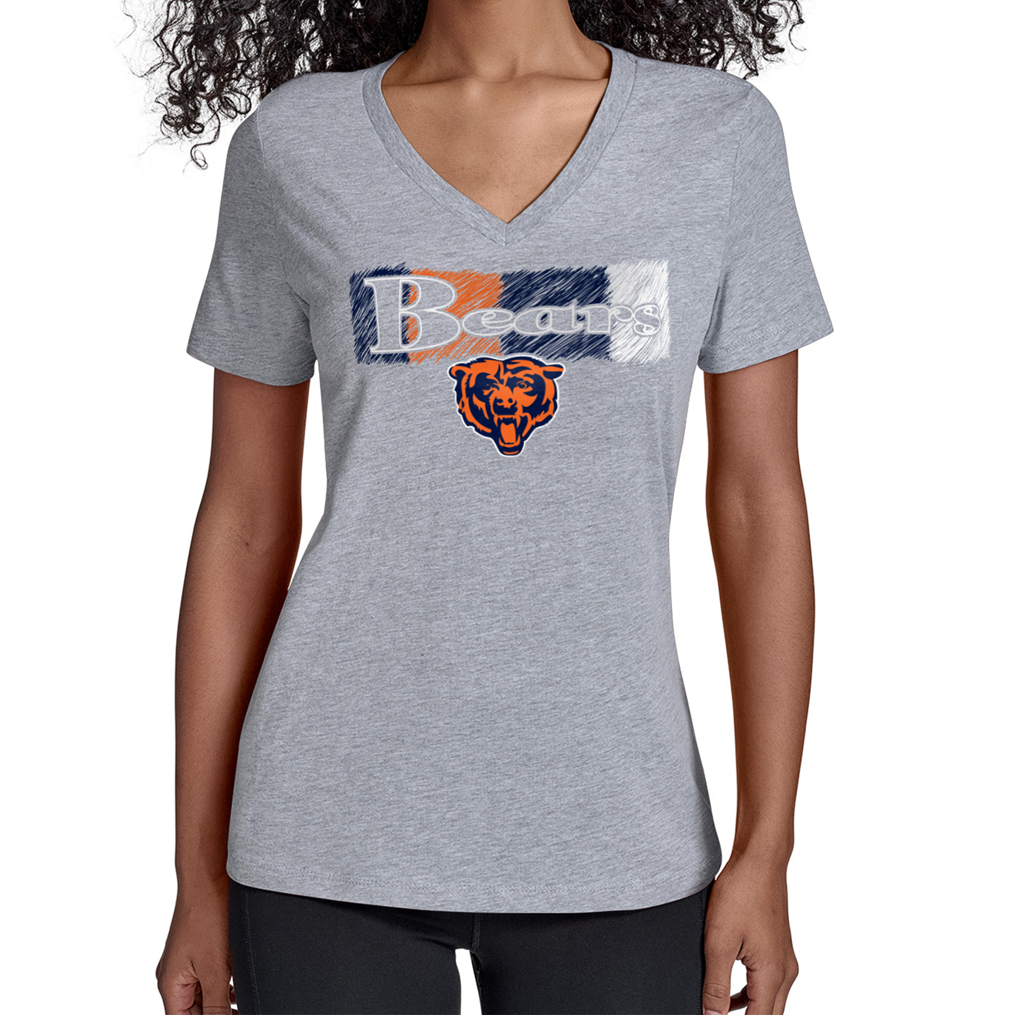 Women's Starter Gray Chicago Bears Color Shading V-Neck T-Shirt