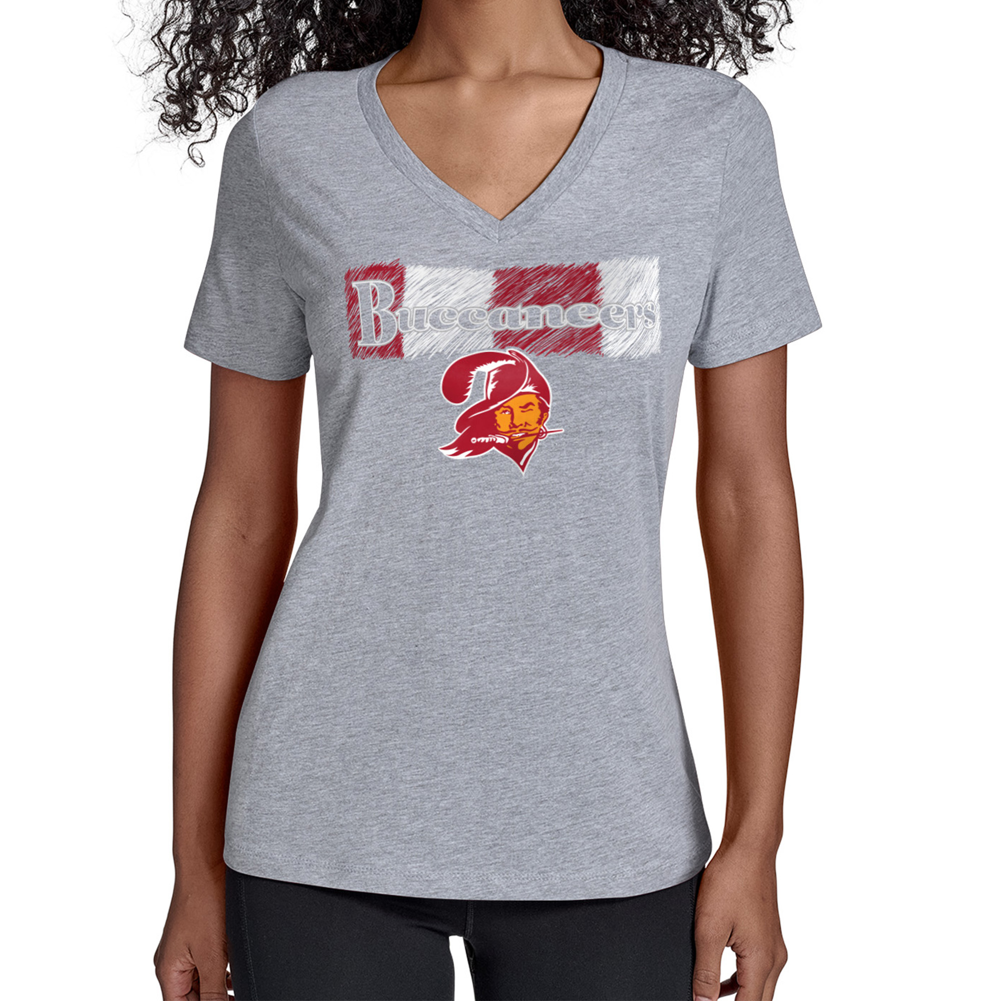 Women's Starter Gray Tampa Bay Buccaneers Color Shading V-Neck T-Shirt