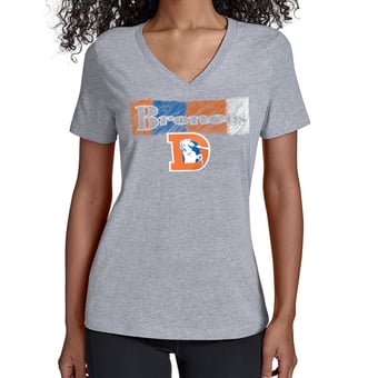 Women's Starter Gray Denver Broncos Color Shading V-Neck T-Shirt