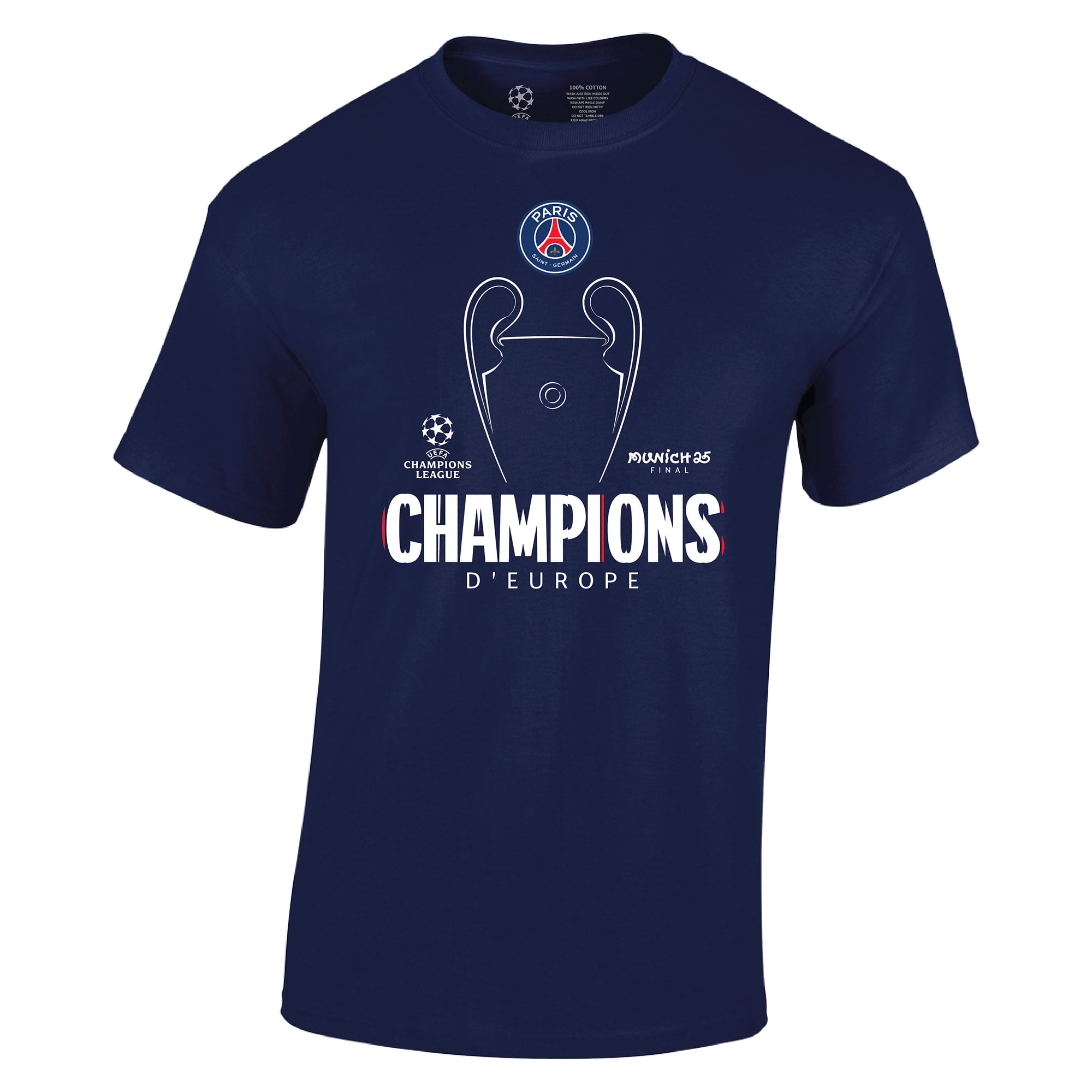 PSG UCL Champions 2025 Trophäenübersicht Grafik T-Shirt - Marineblau - Kinder