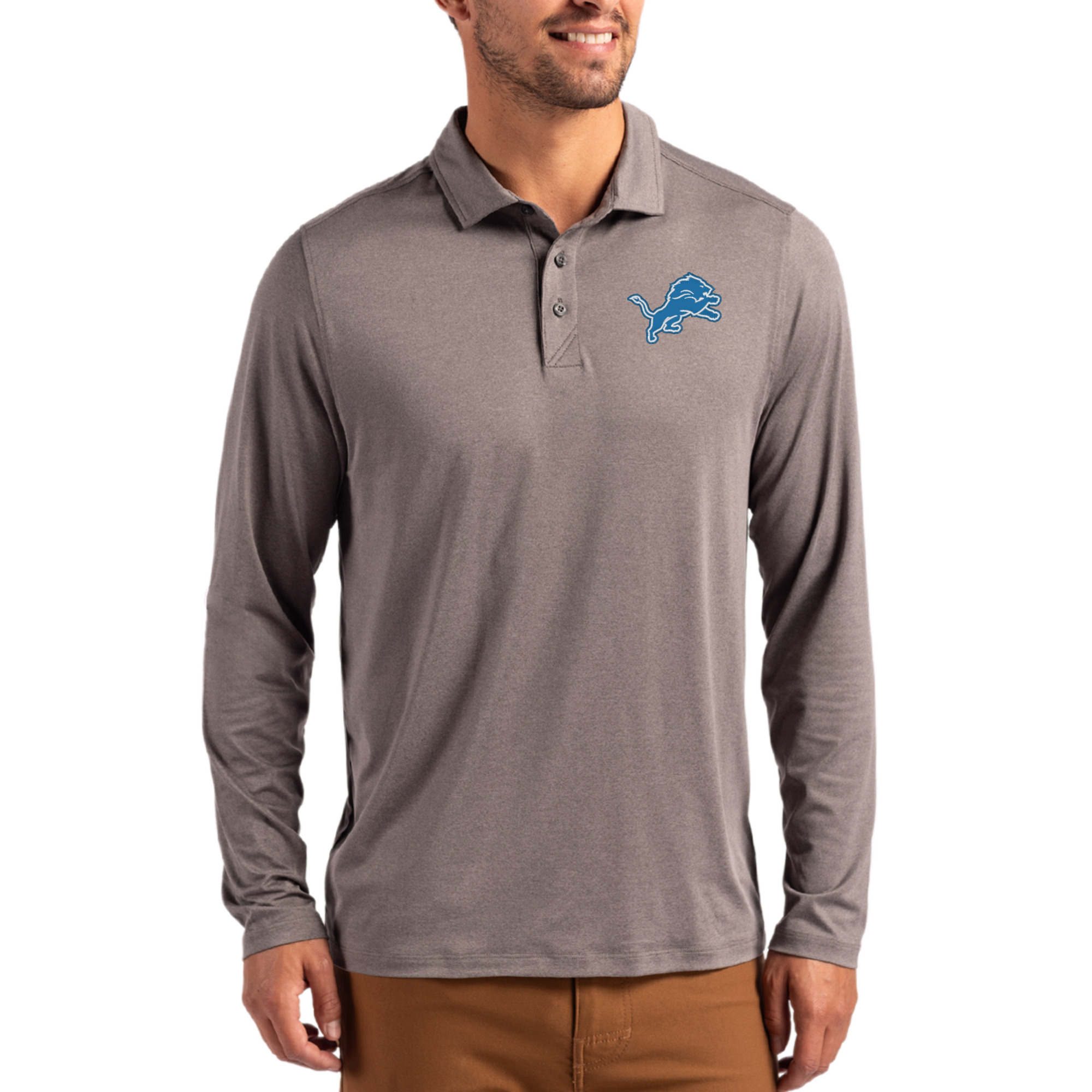 Men's Cutter & Buck Charcoal Detroit Lions Coastline Epic Comfort Eco Recycled Polo